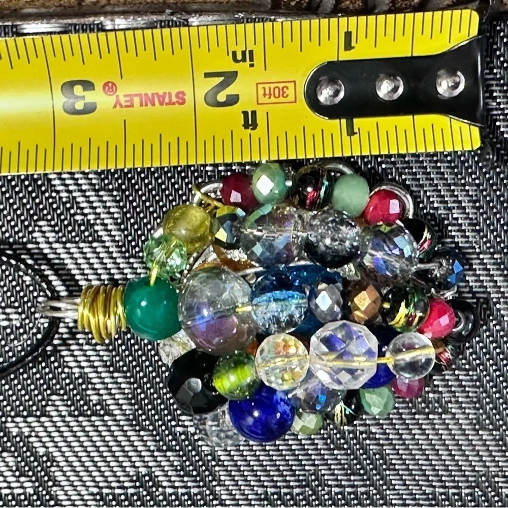 RUBYRUDI OOAK Boho Luxe Crystal Glass Pendant Necklace Cluster Artisan Jewelry